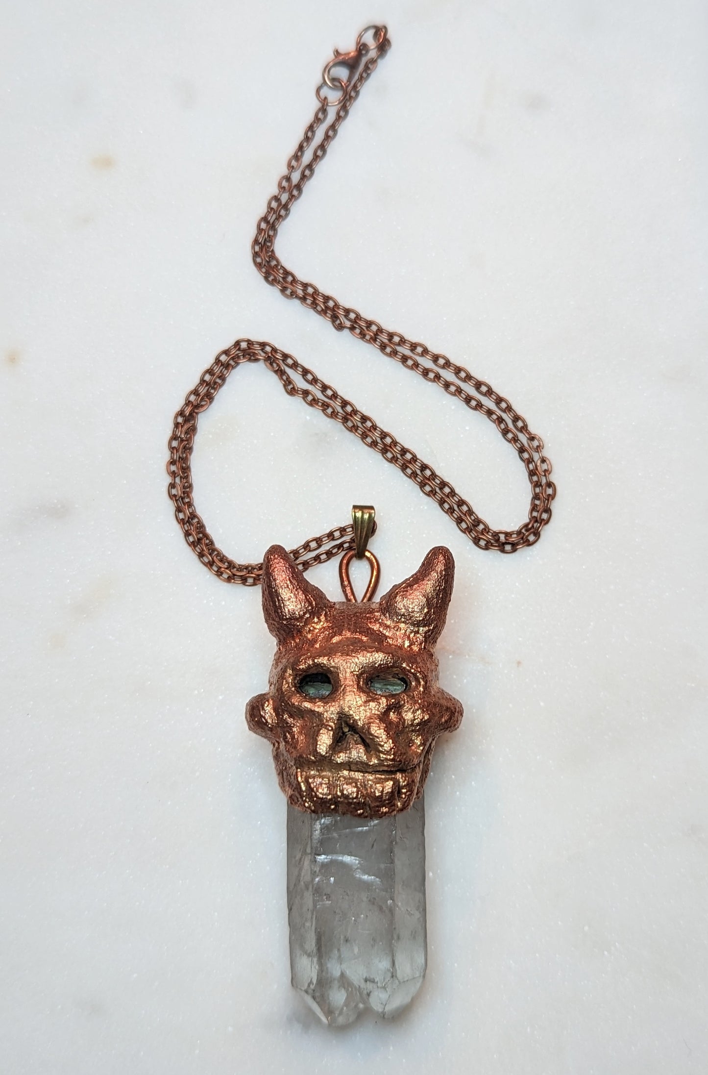 Sculpted Demon on Quartz Crystal